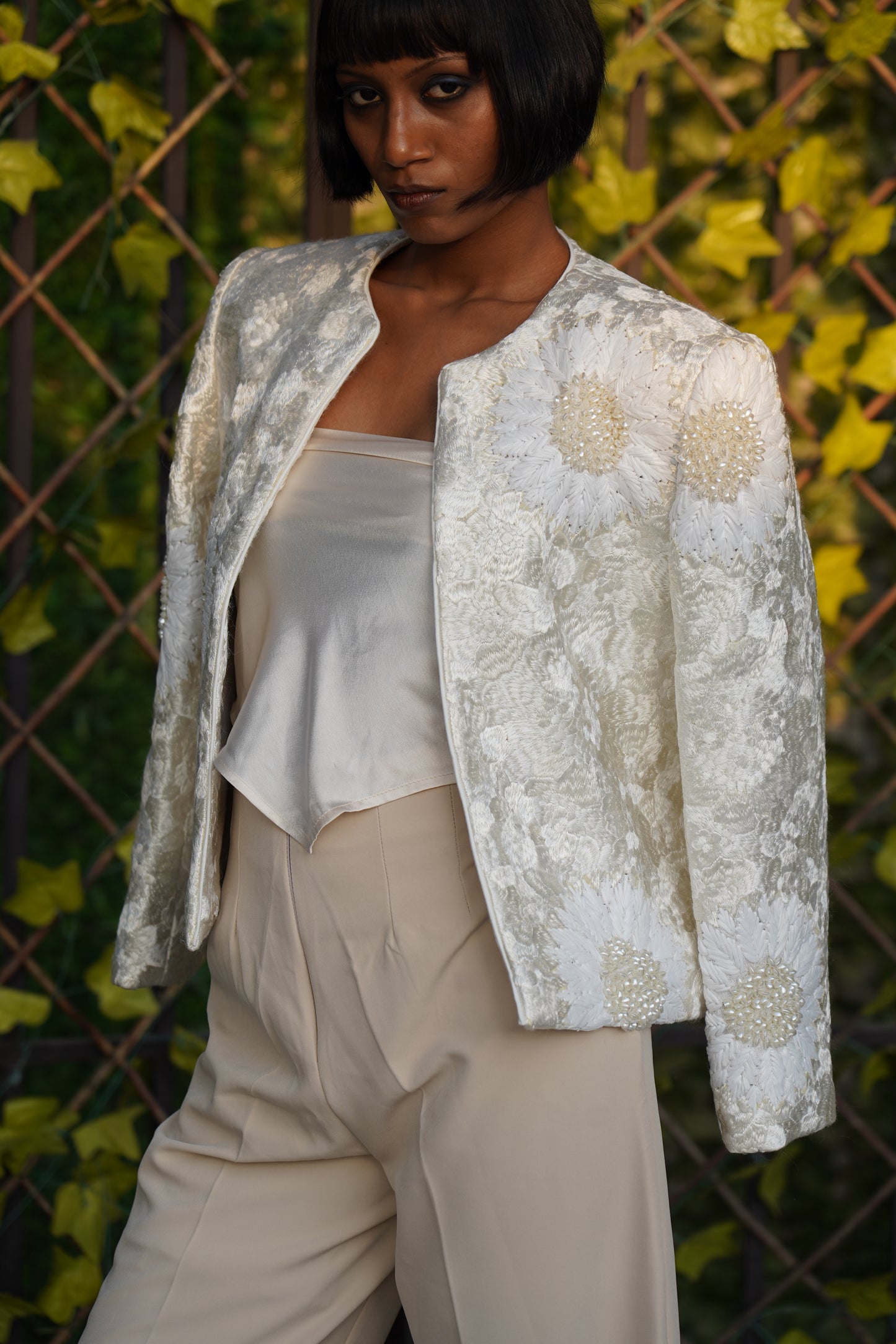 Ivory Flower Jacket front view