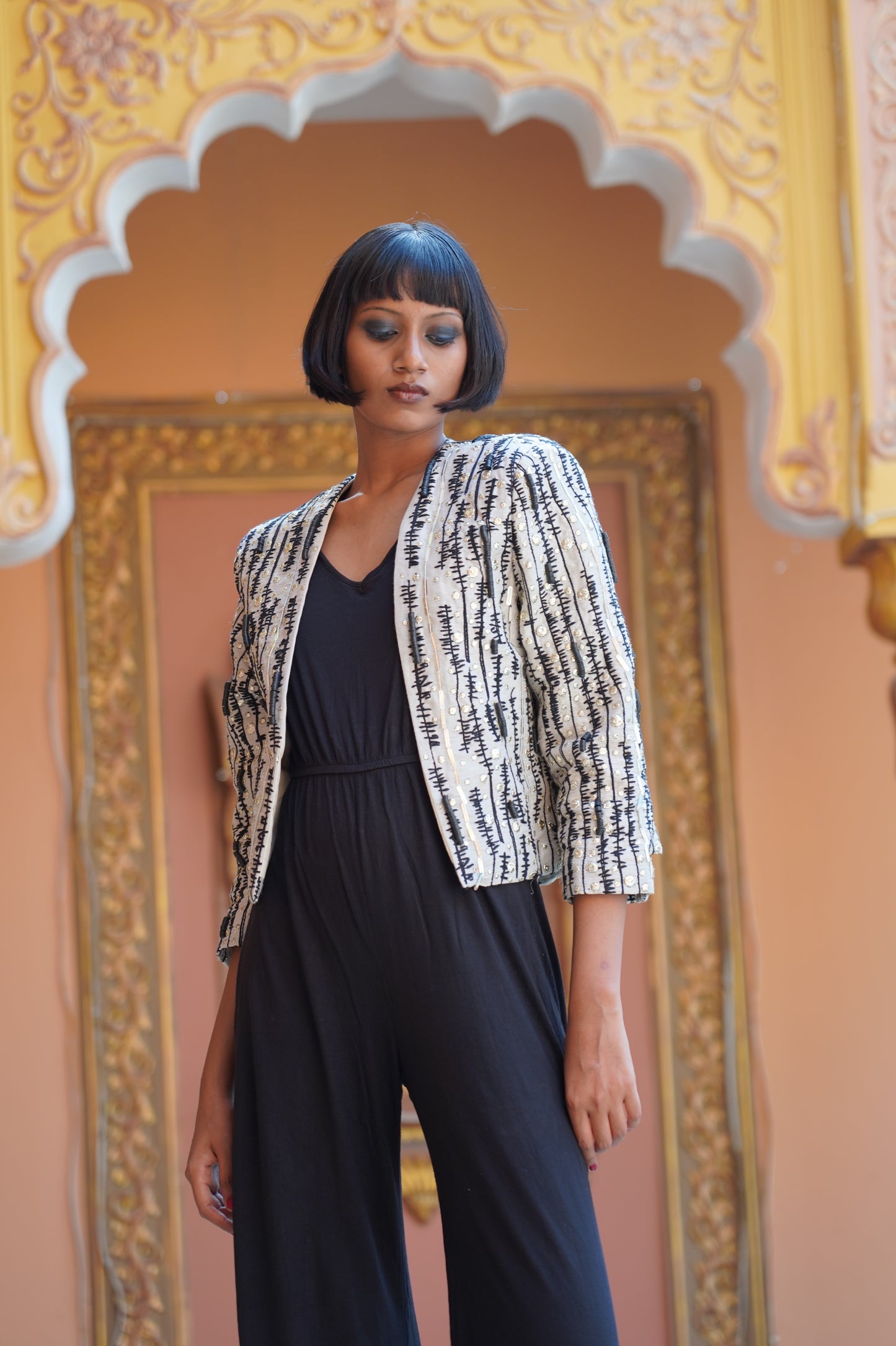 3D Embroidered Jacket full length view
