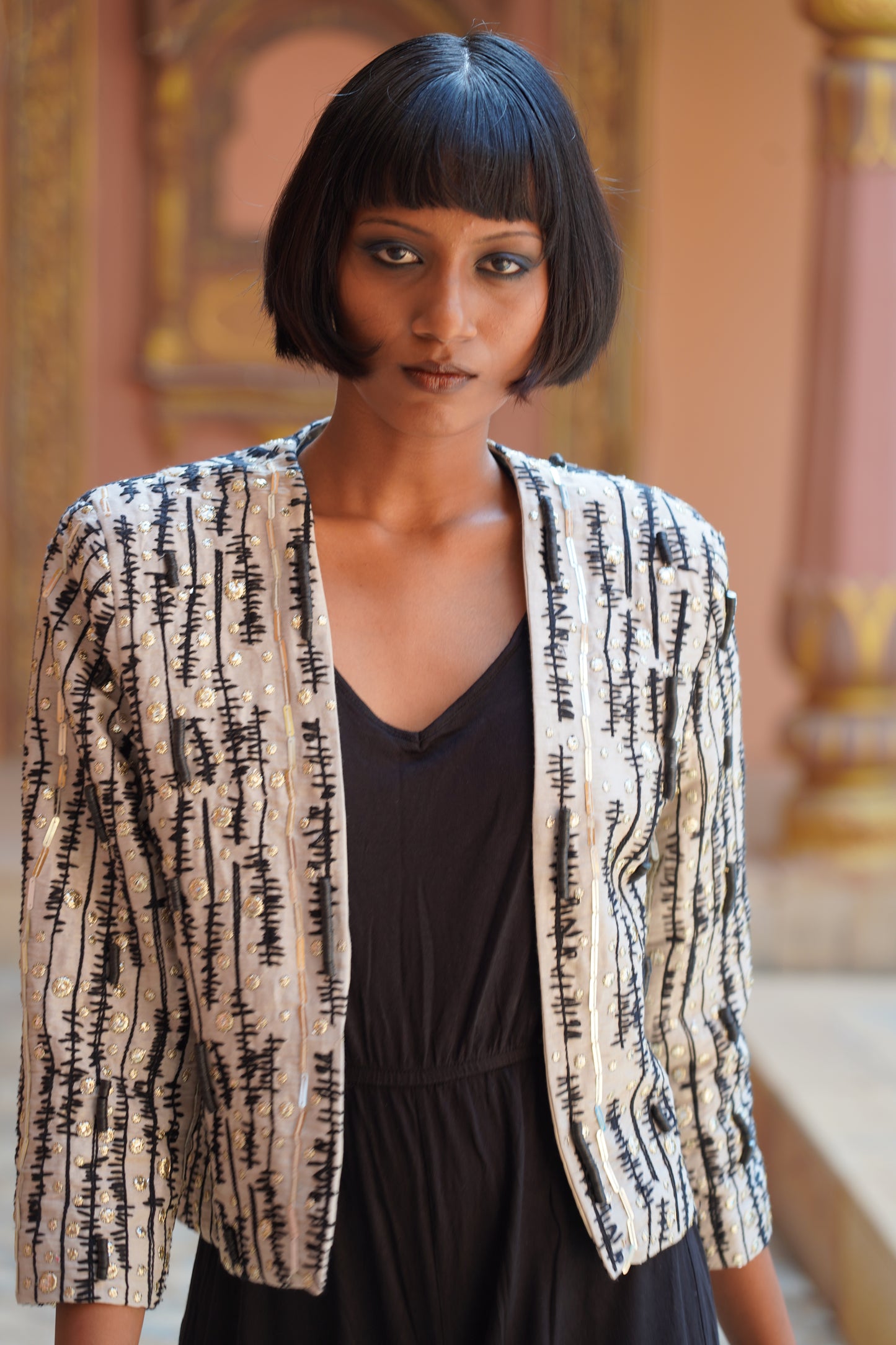 3D Embroidered Jacket full length view