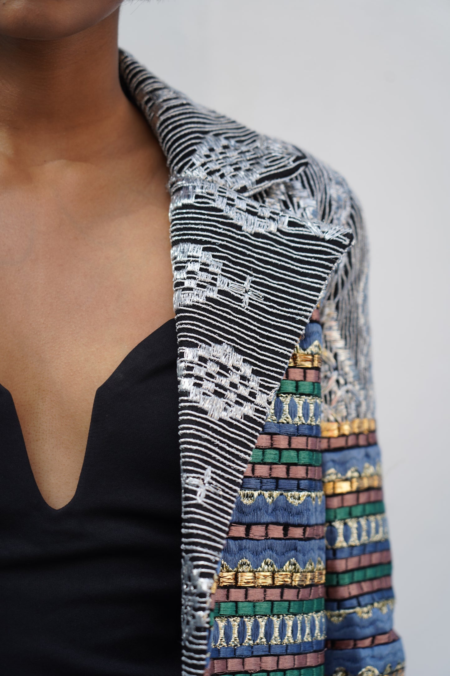 Gray Jacket detail close-up