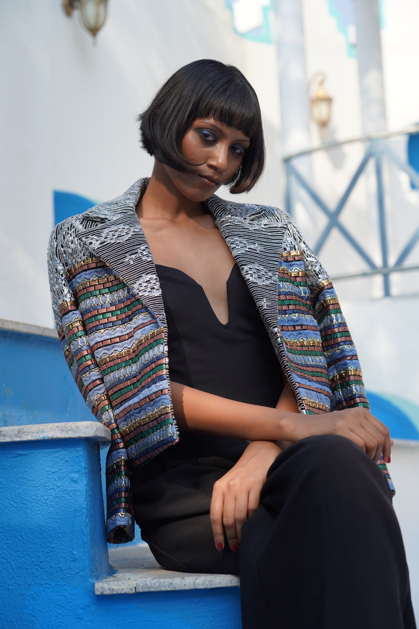 Gray Jacket full length view