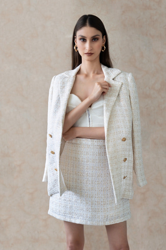 Alata Blazer Skirt Set full length view