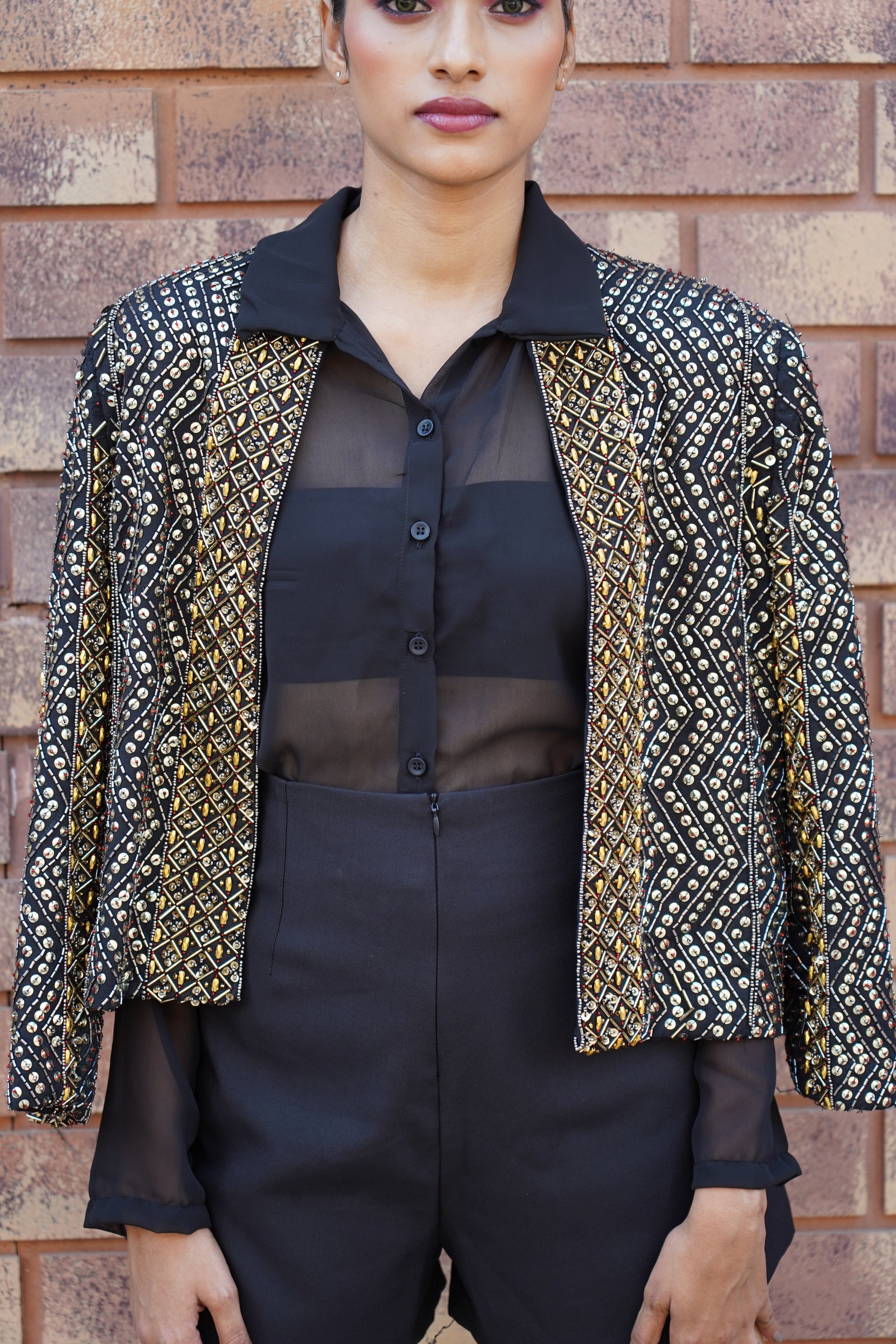 Black Gold Jacket detail close-up