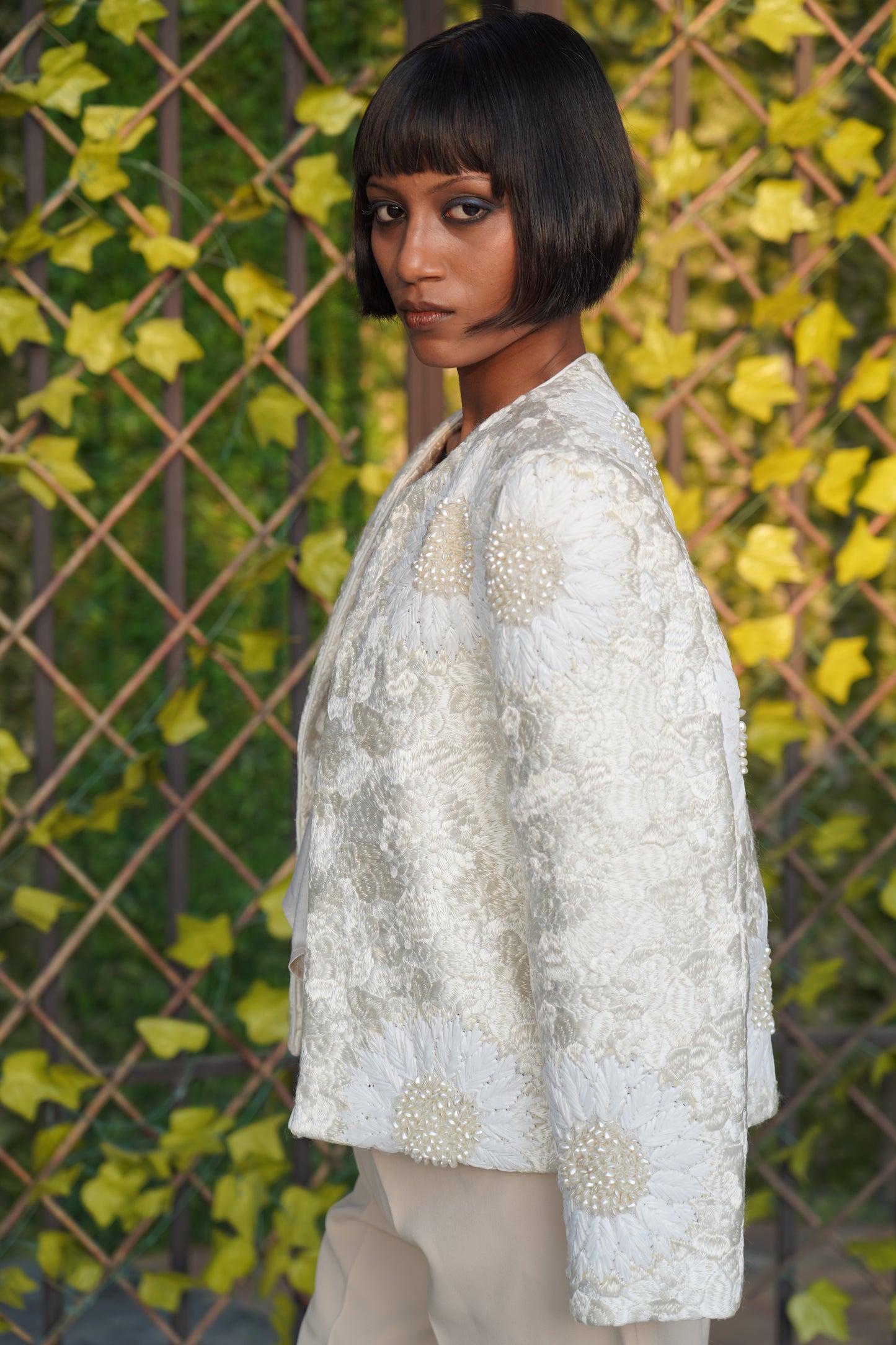 Ivory Flower Jacket side view