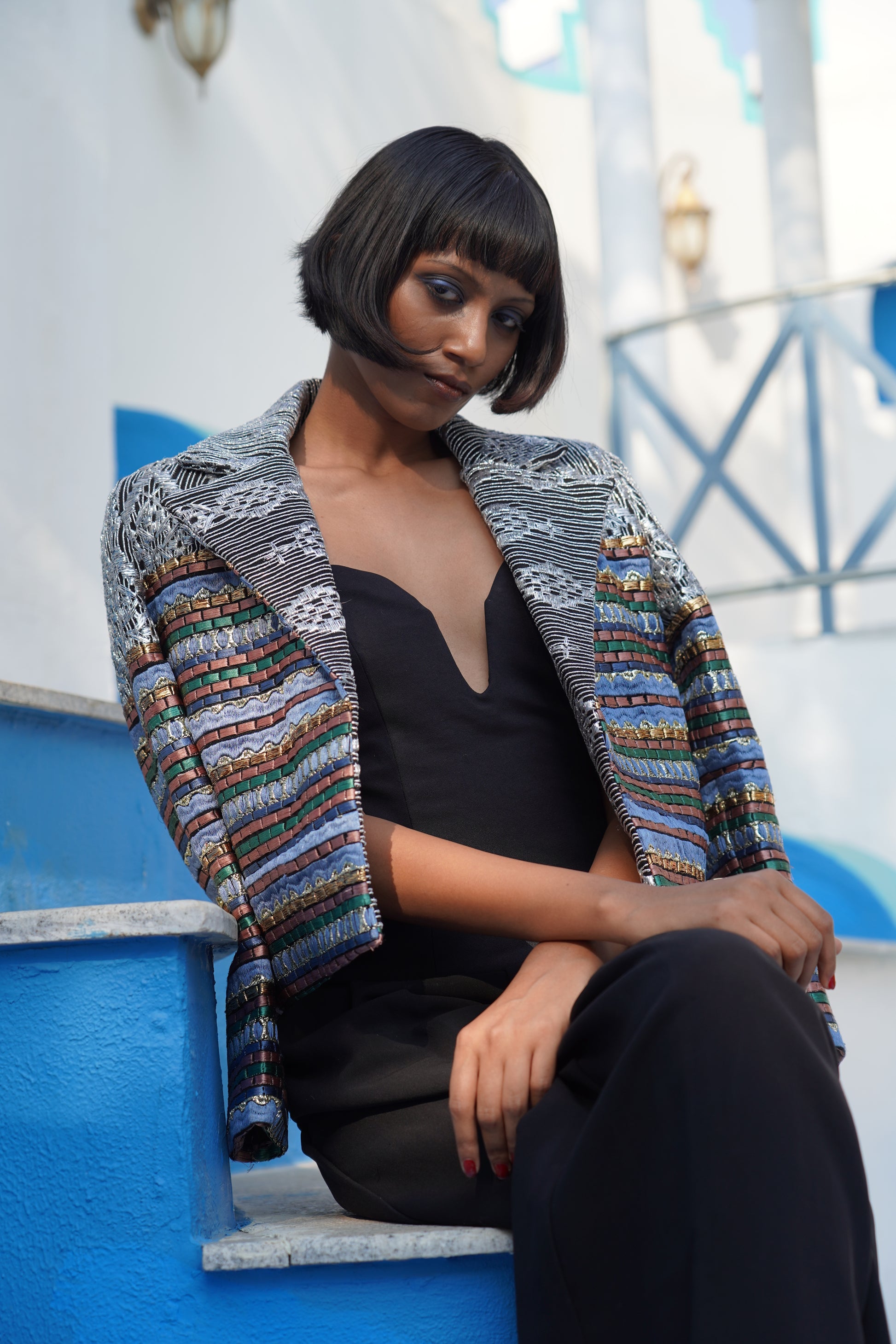 Gray Jacket full length view