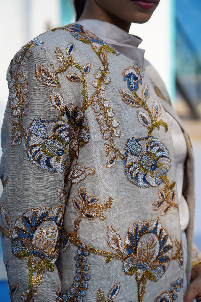 Gold Silky Jacket with Jungle Print Lining